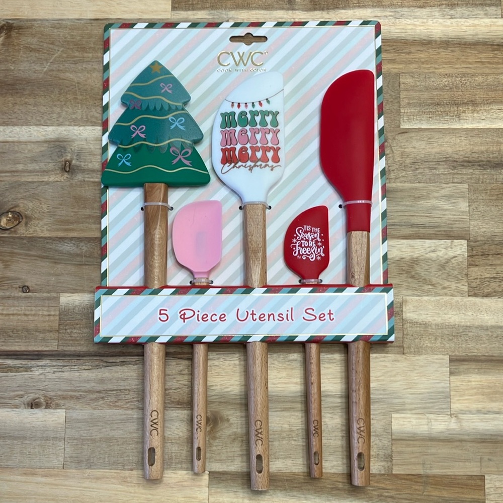 NWT Cook with Color - 5 Piece Christmas Spatula Utensil Set